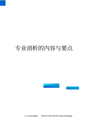 专业剖析的内容与要点