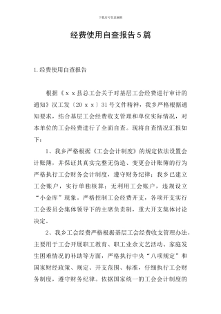 经费使用自查报告5篇