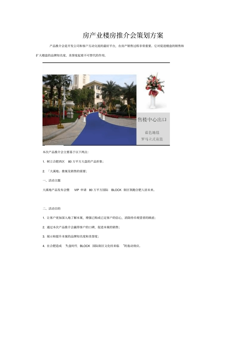 专业房地产楼房推介会策划方案_第1页
