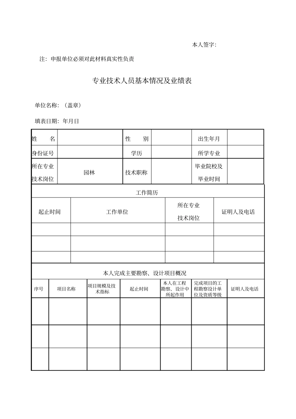 专业技术人员基本情况业绩表_第2页