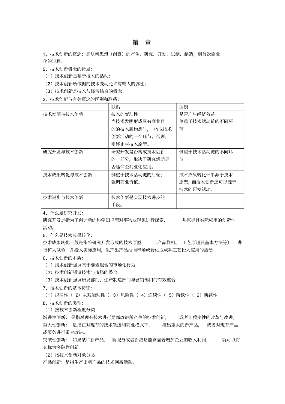 专业技术创新管理重要知识考点_第1页