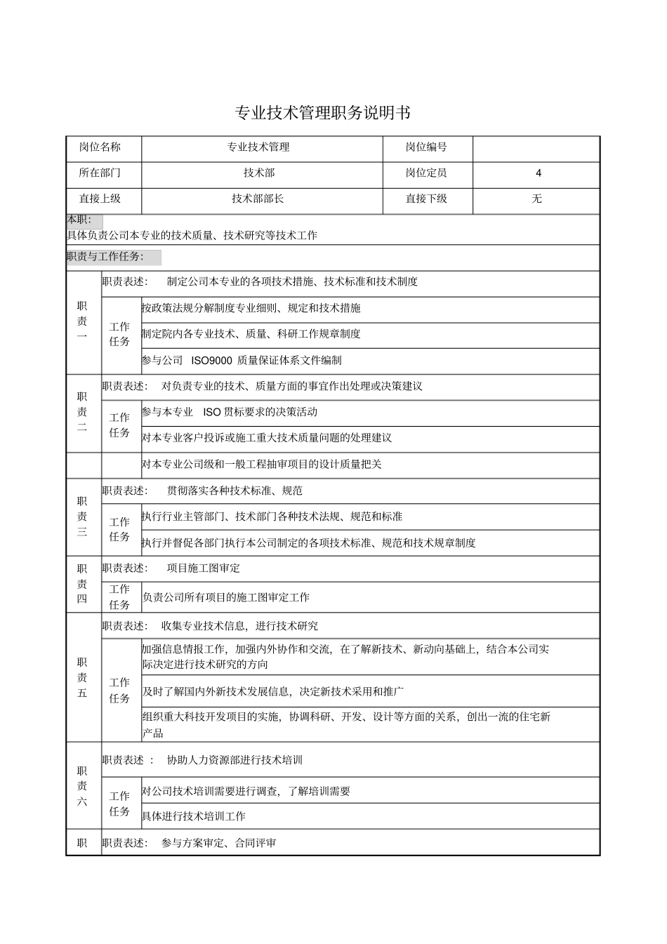 专业技术管理职务说明书_第1页