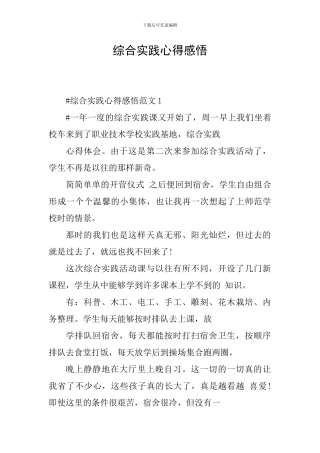 综合实践心得感悟