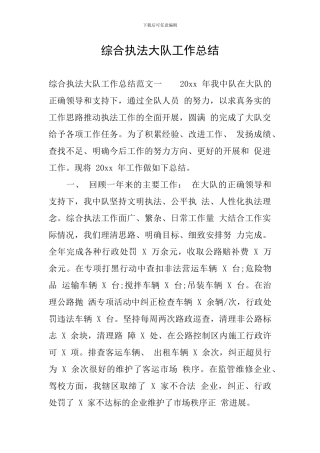 综合执法大队工作总结
