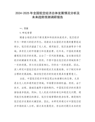2024-2025年全国低空经济总体发展情况分析及未来趋势预测调研报告