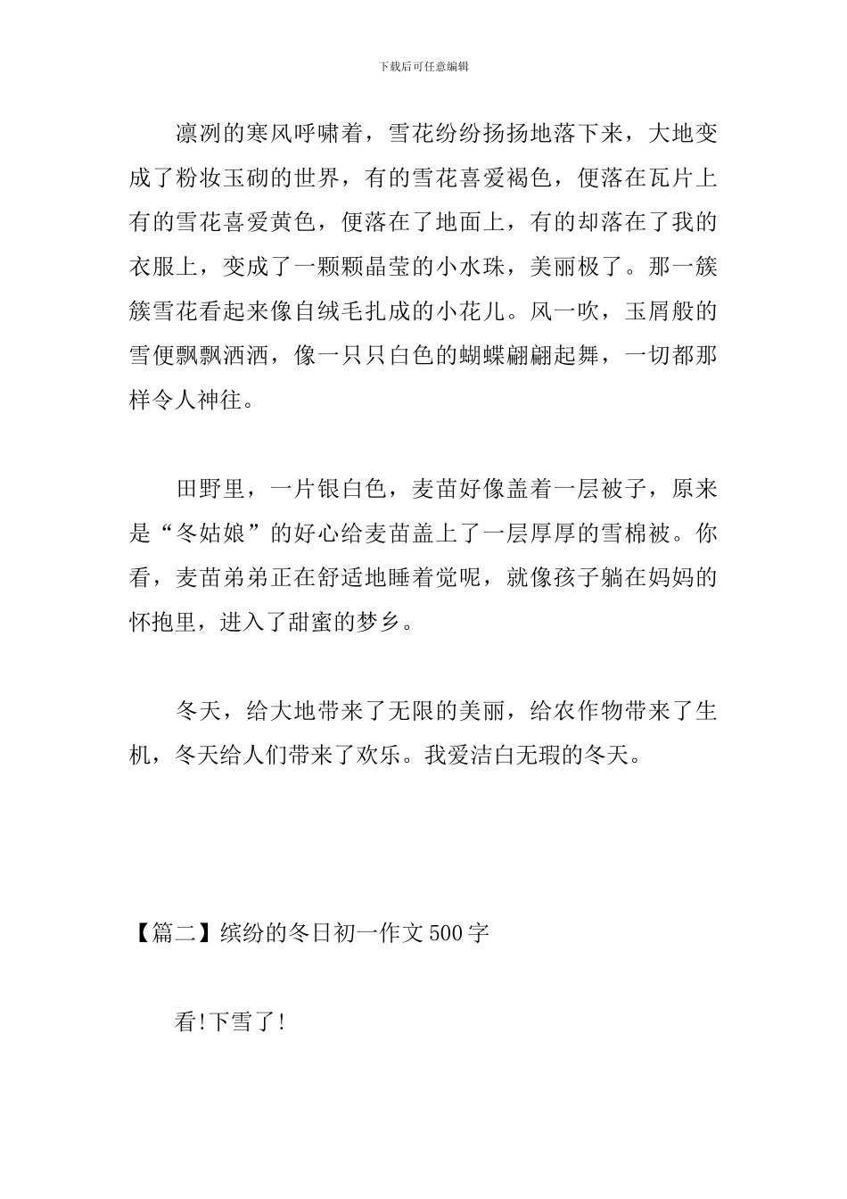 缤纷的冬日初一作文500字_第2页