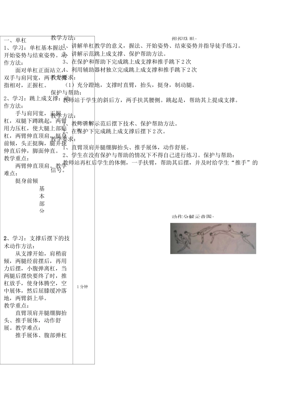 初级中学体操单杠课程教案_第2页
