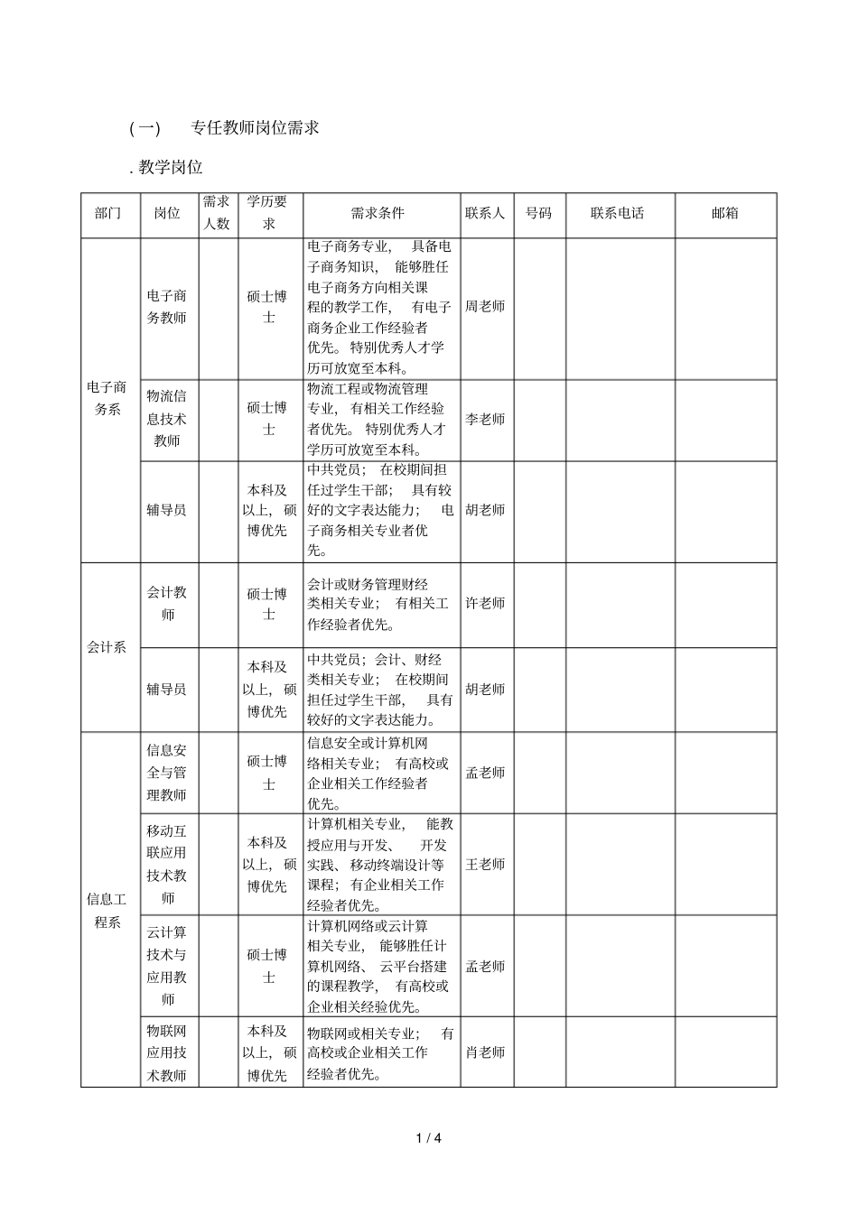 专任教师岗位需求_第1页