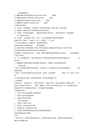 专利法基本知识点及相关习题答案