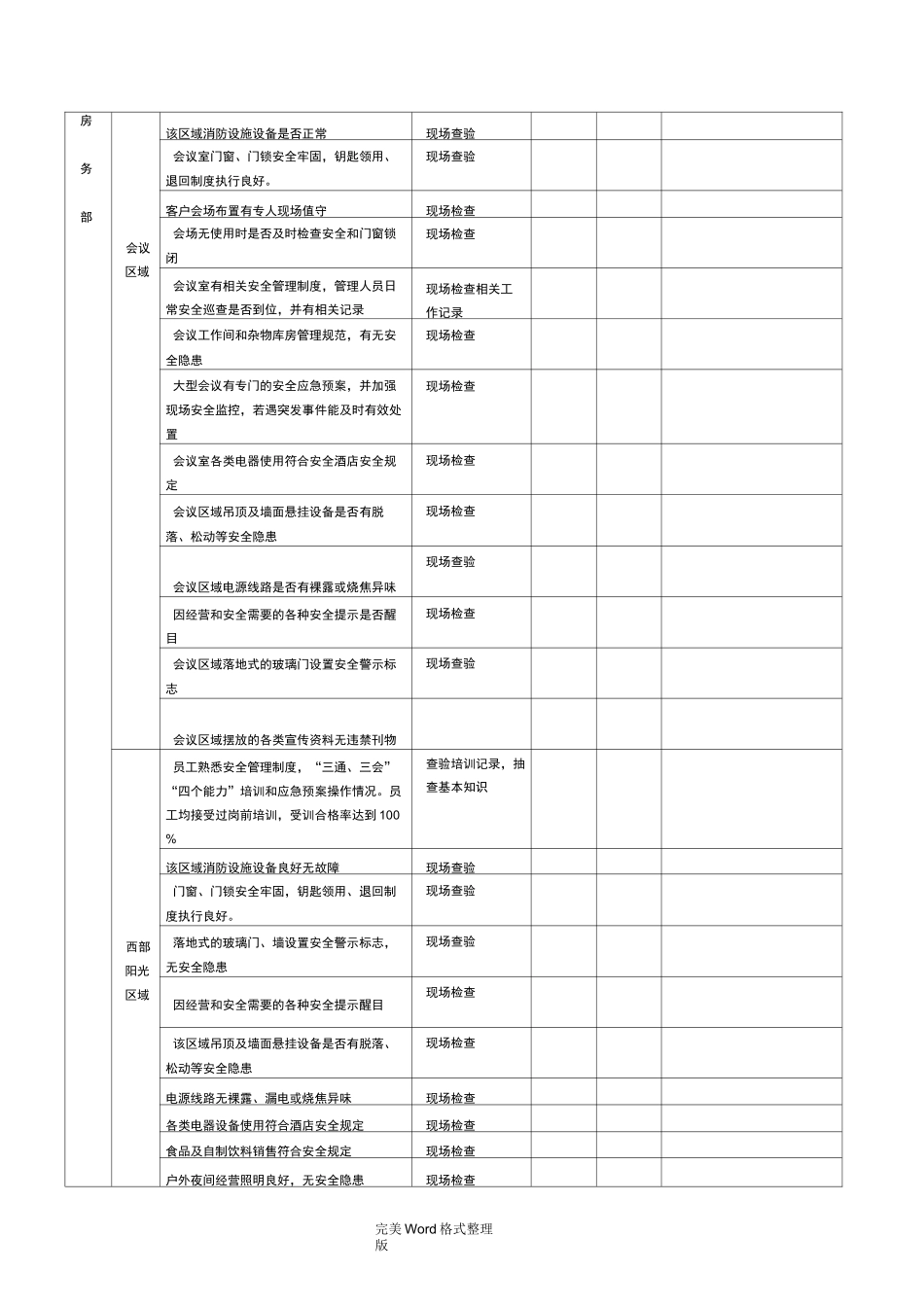 酒店质检安全检查记录文本表_第3页