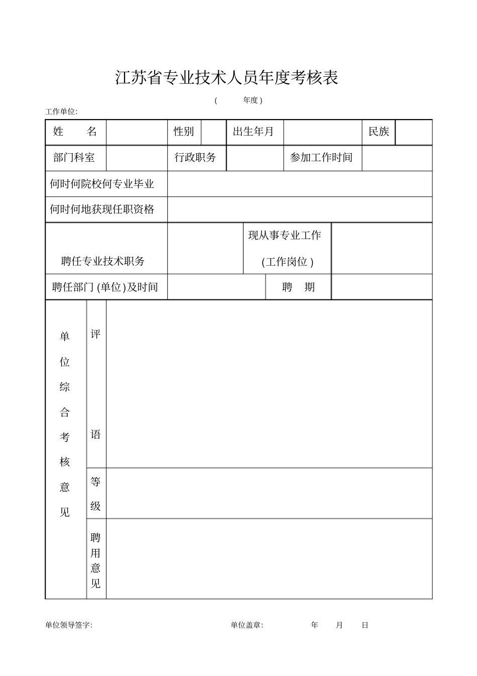 专技人员年考核表_第1页