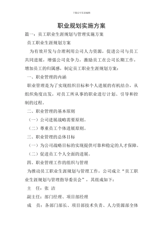 职业规划实施方案