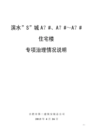 专项治理情况说明合肥质量通病防治、钢筋专项治理、墙体拉结筋专项治理