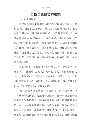 自检自查报告的格式