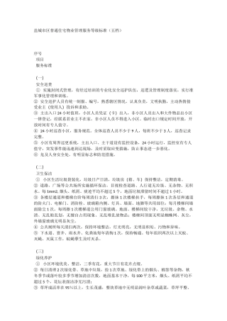 盐城市区普通住宅物业管理服务等级标准