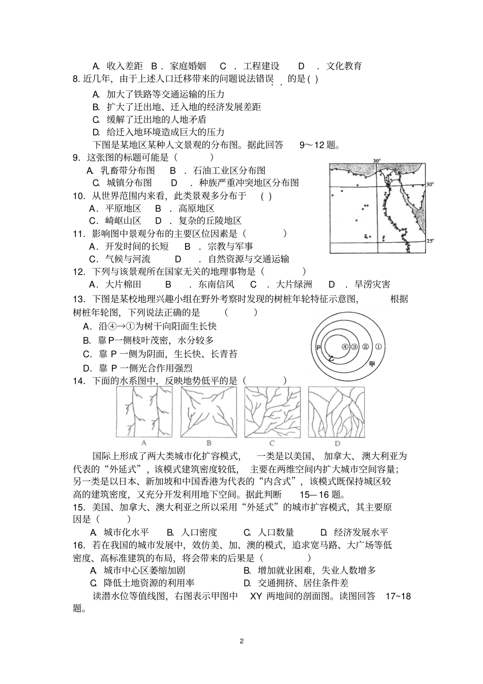 专题六___人口与城__综合训练_第2页