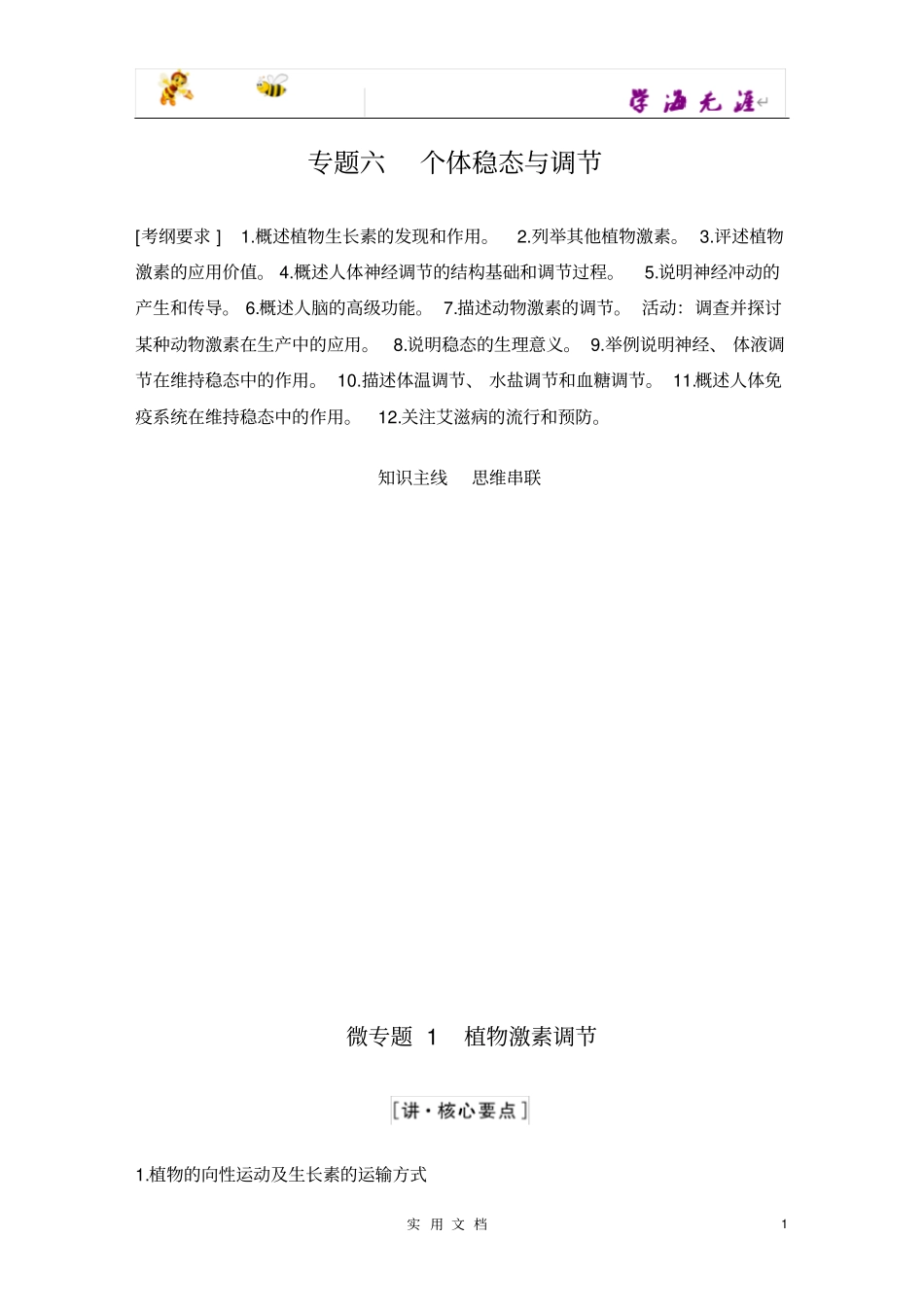 专题六个体稳态与调节_第1页
