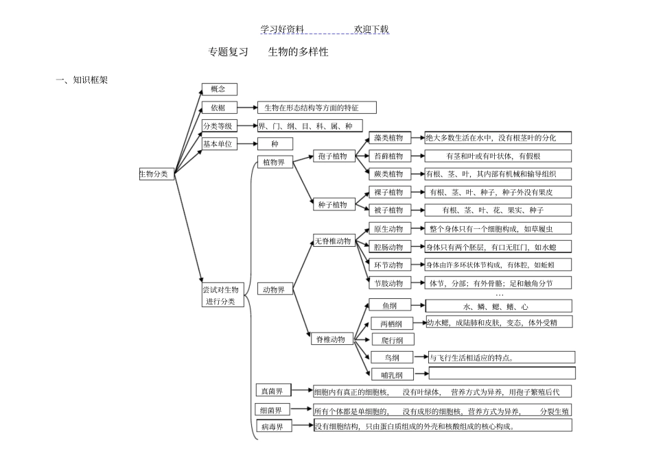 专题复习生物的多样性_第1页