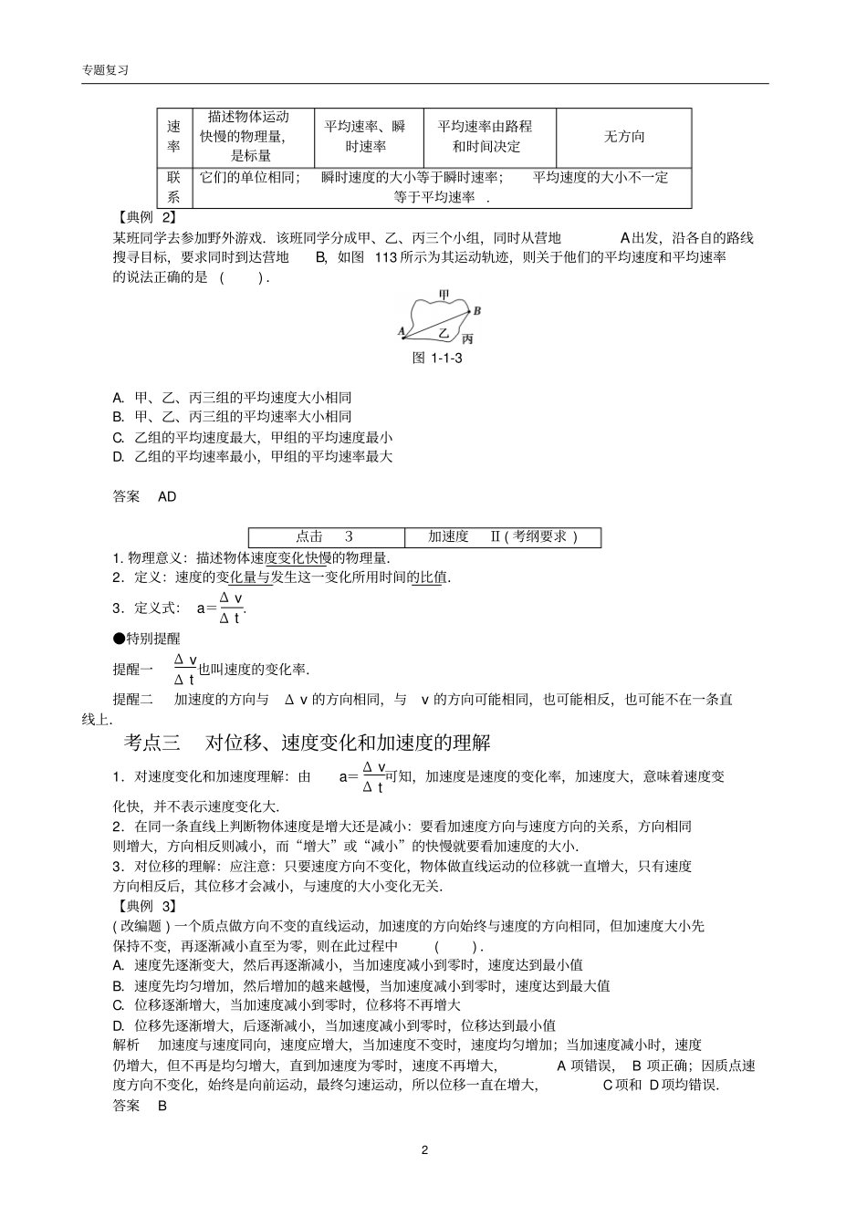 专题复习质点运动学规律剖析_第2页