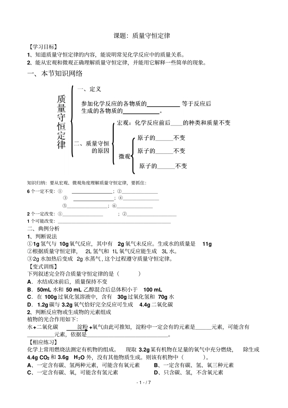 专题复习：质量守恒定律_第1页