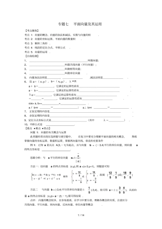 专题平面向量及其运用