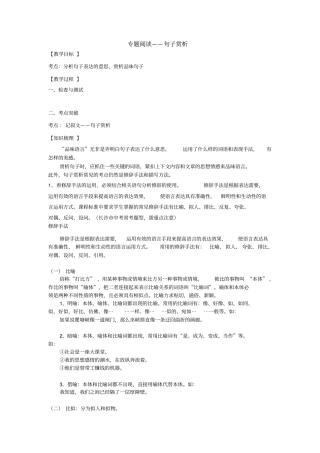 专题阅读——句子赏析