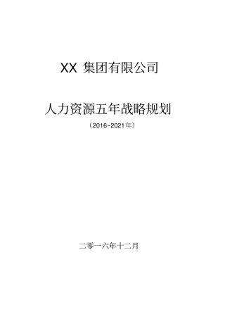 世界500强企业人力资源5年战略规划模板