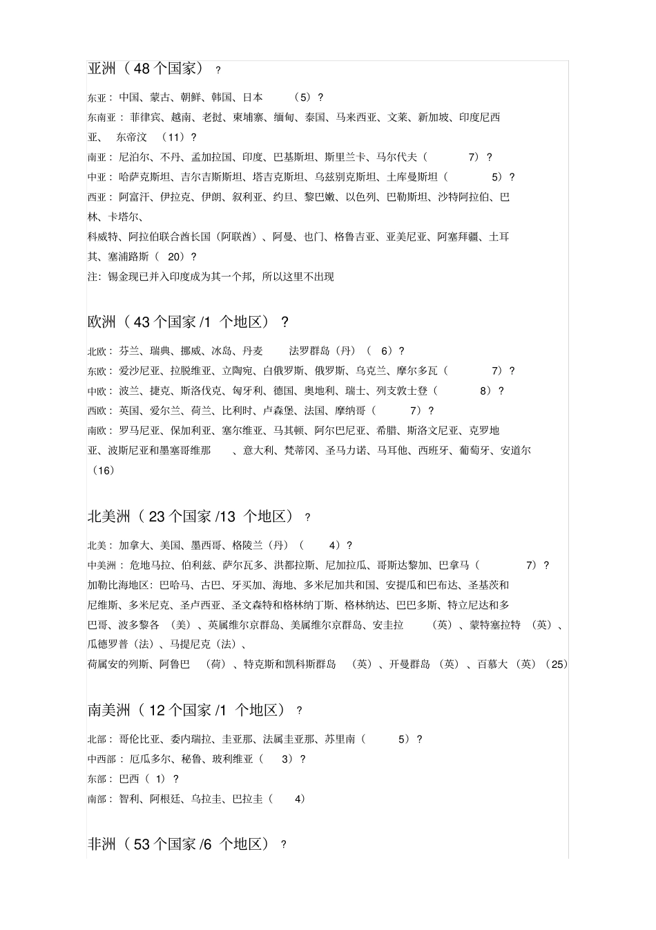 世界七大洲各国的分布及概况世界各国划分一览表大全_第1页