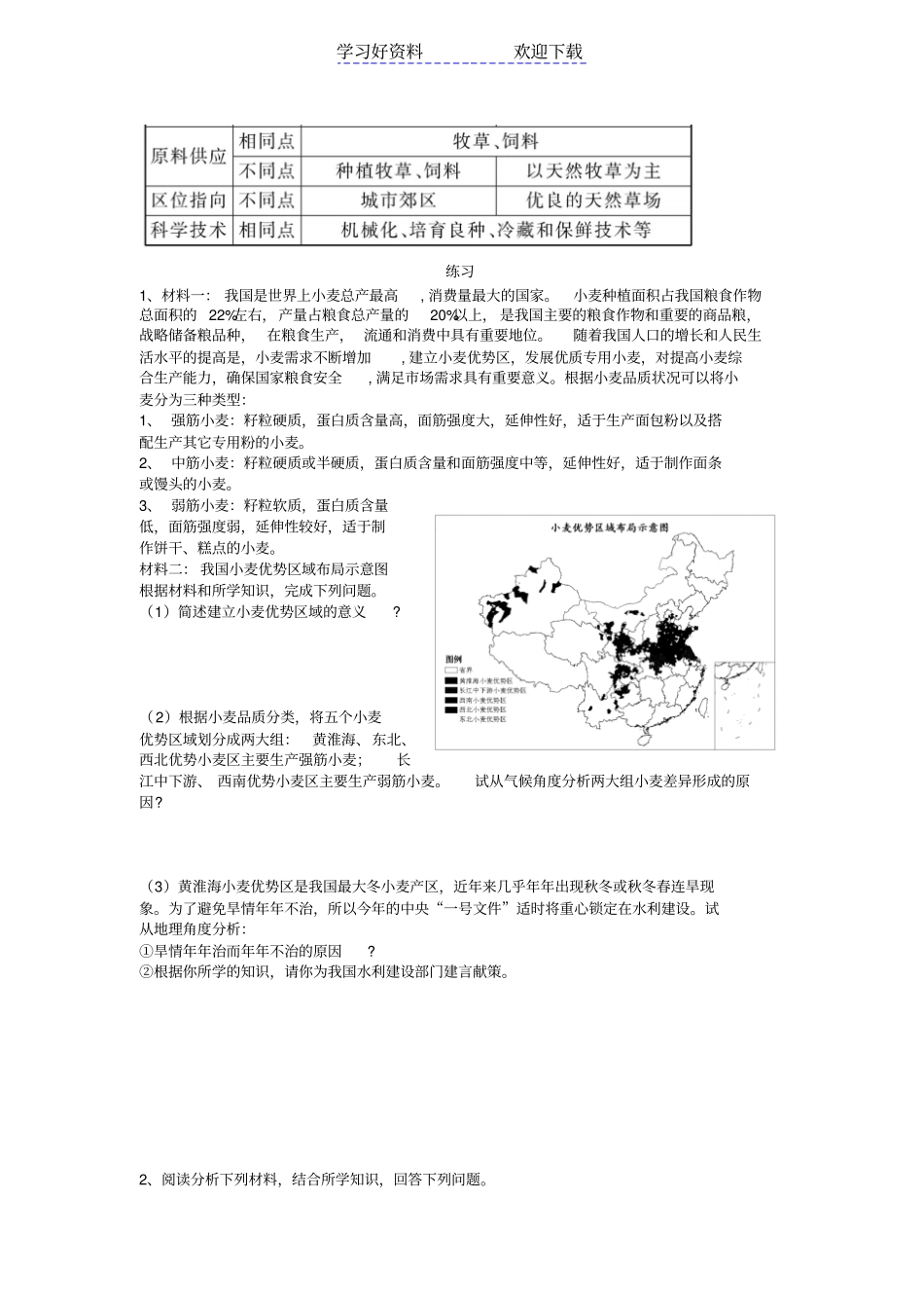 世界主要农业地域类型的特点及其形成条件导学案_第3页