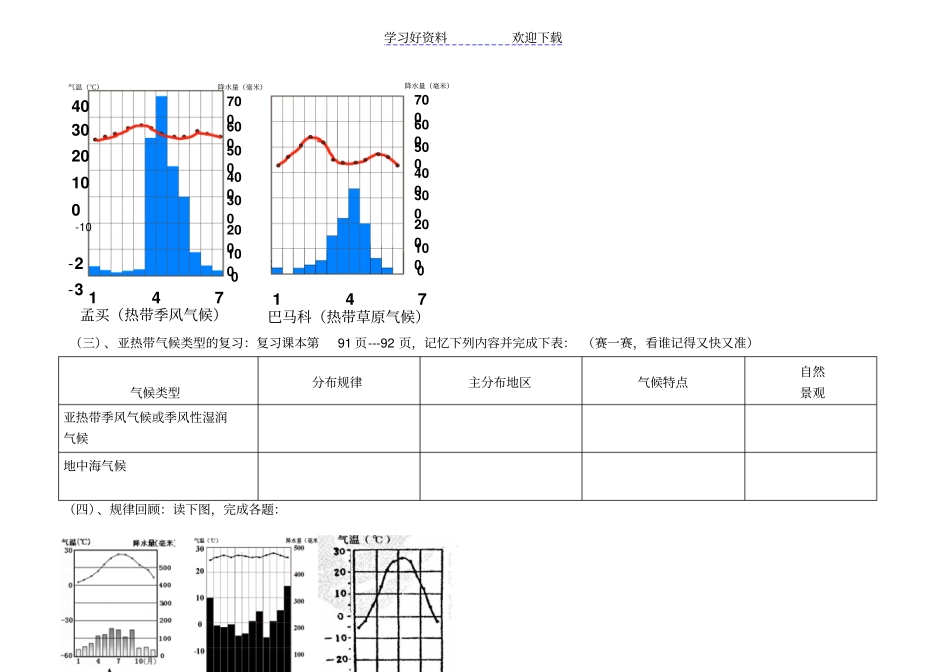 世界主要气候类型复习导学案_第3页