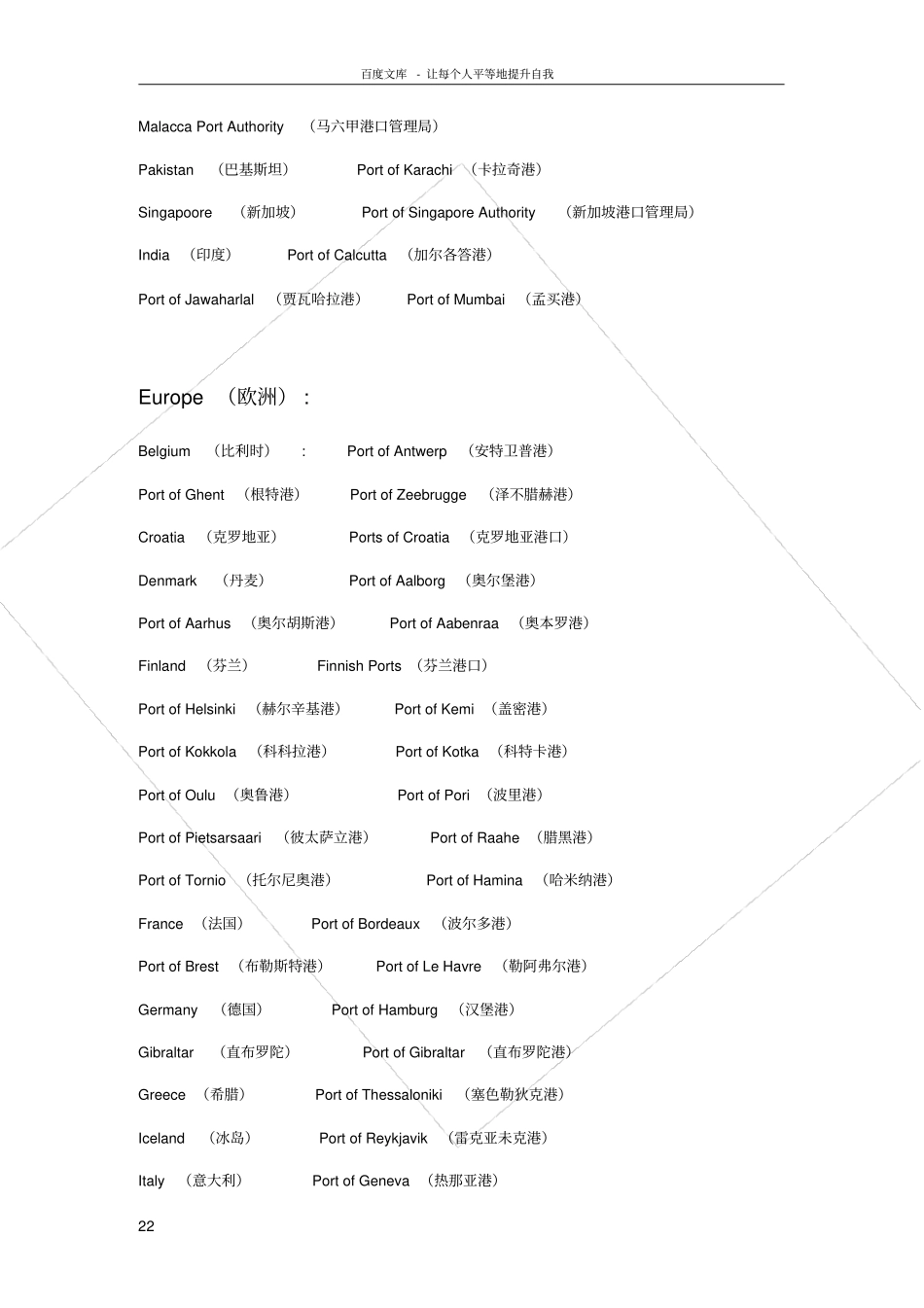 世界主要港口中英文对照表_第2页