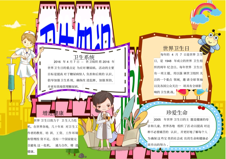 世界卫生日知识介绍小报手抄报模板_第1页