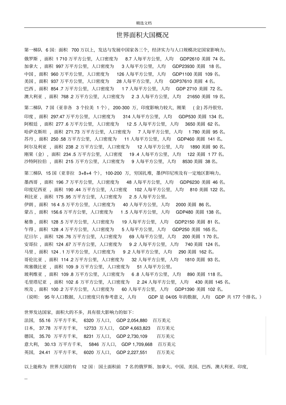 世界各国大国面积与人口排名_第1页