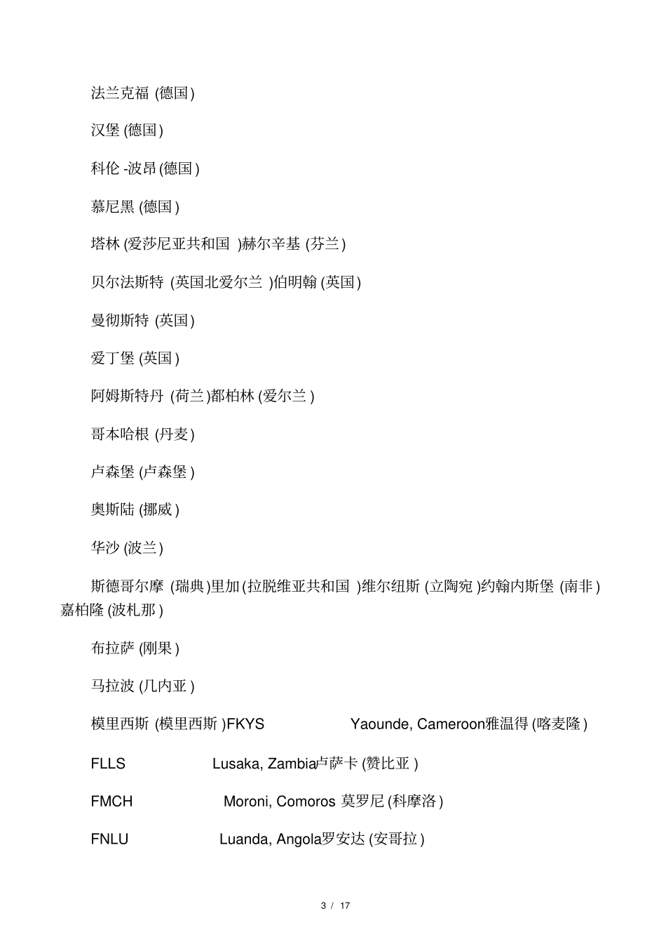 世界各大机场ICAO代码_第3页