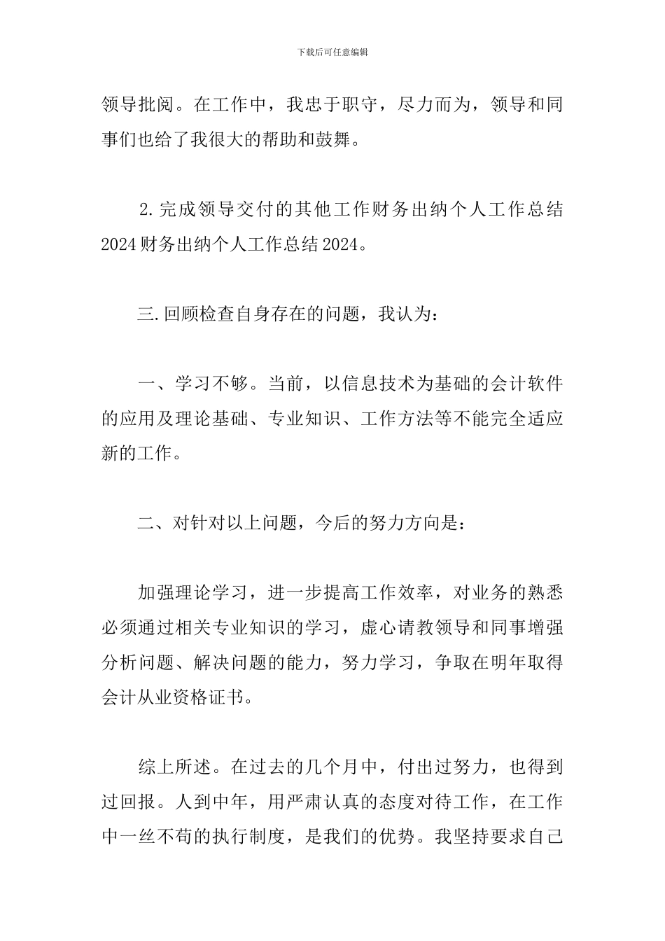 财务出纳年终个人工作总结_第3页