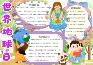 世界地球日介绍小报模板