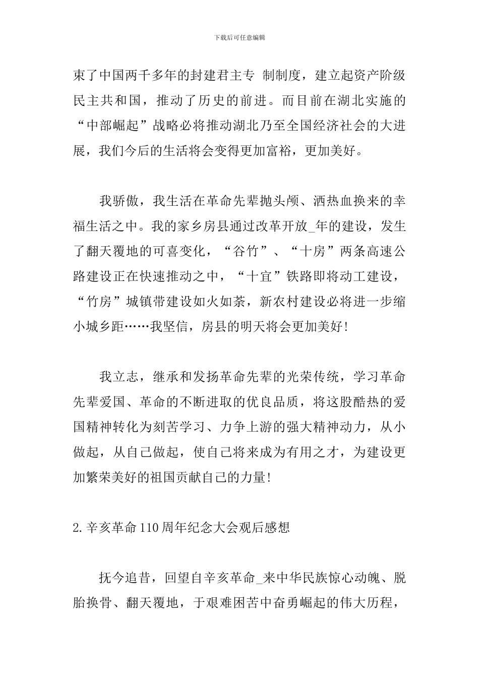 辛亥革命110周年纪念大会观后感想_第2页