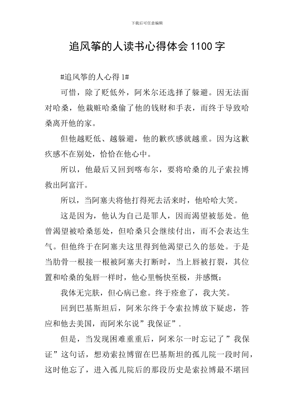 追风筝的人读书心得体会1100字_第1页