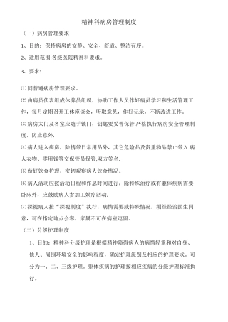 精神科病房管理制度
