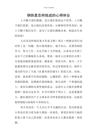 钢铁是怎样炼成的心得体会