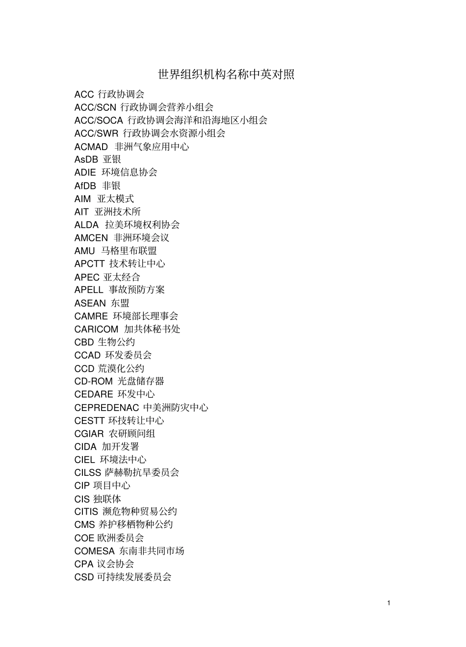 世界组织机构名称中英文_第1页