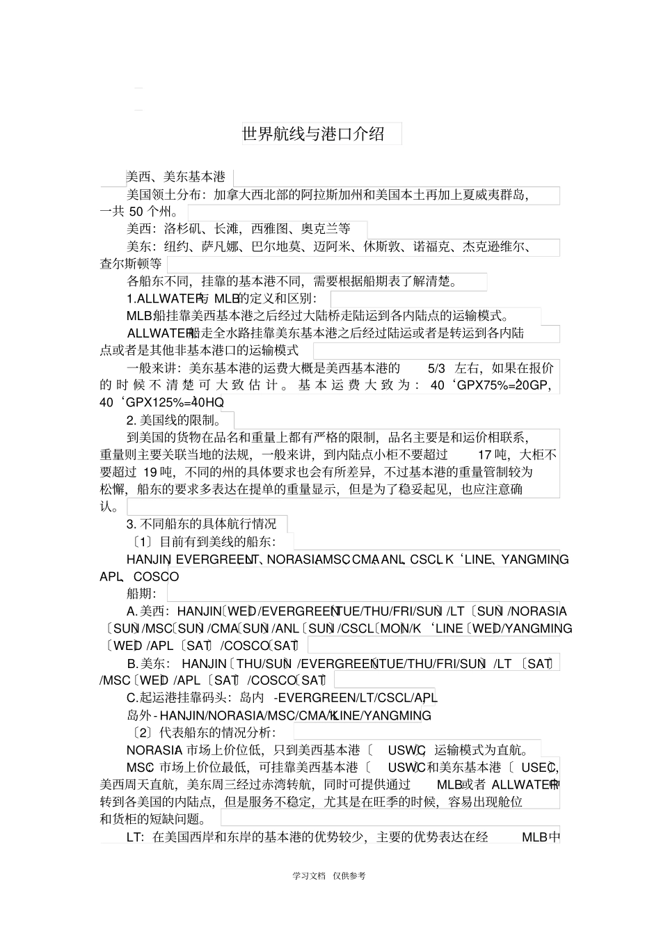 世界航线与港口介绍_第1页