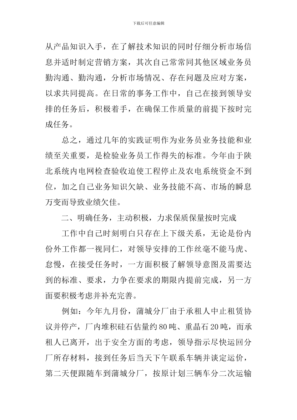 销售员的个人述职报告范文_第2页