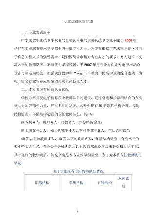 专业建设成效综述