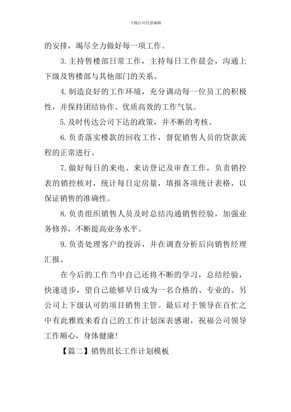 销售组长工作计划模板_第3页