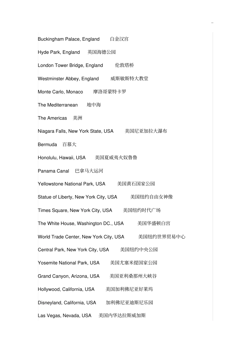 世界著名旅游景点的英文名称_第3页