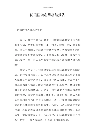 防汛防洪心得总结报告