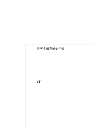 世界金融发展史年表