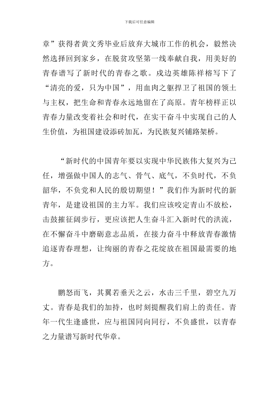 青春逢盛世少年当奋斗作文范文模板_第3页