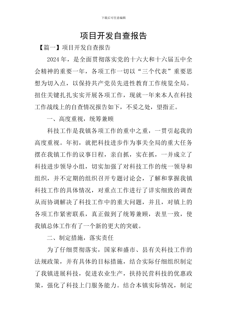 项目开发自查报告_第1页